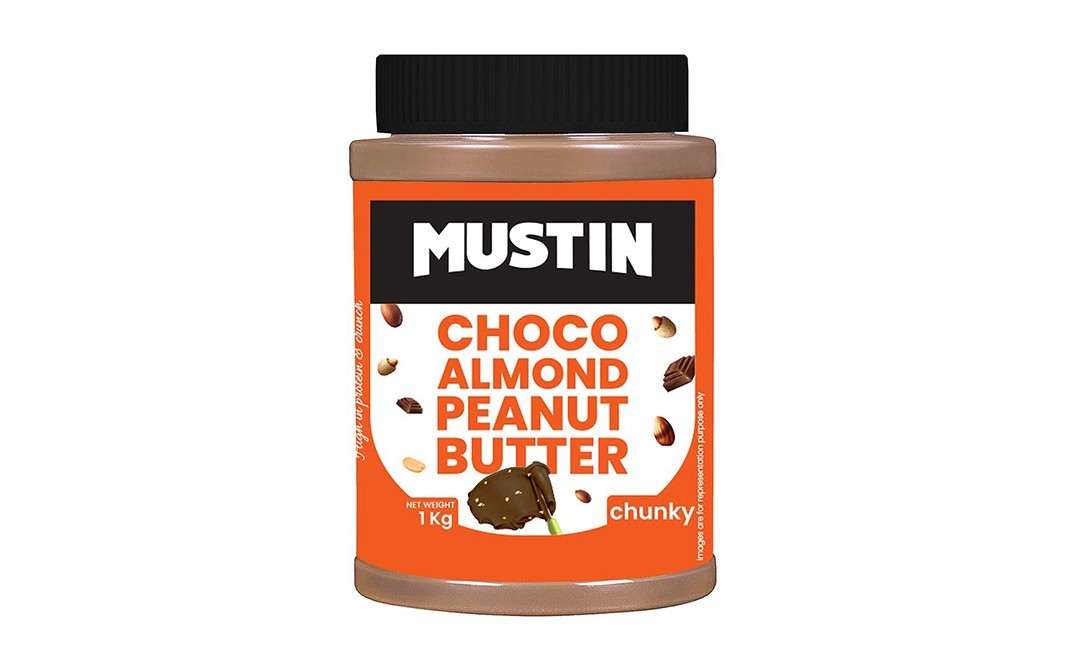 Mustin Choco Almond Peanut Butter Chunky   Plastic Jar  1 kilogram